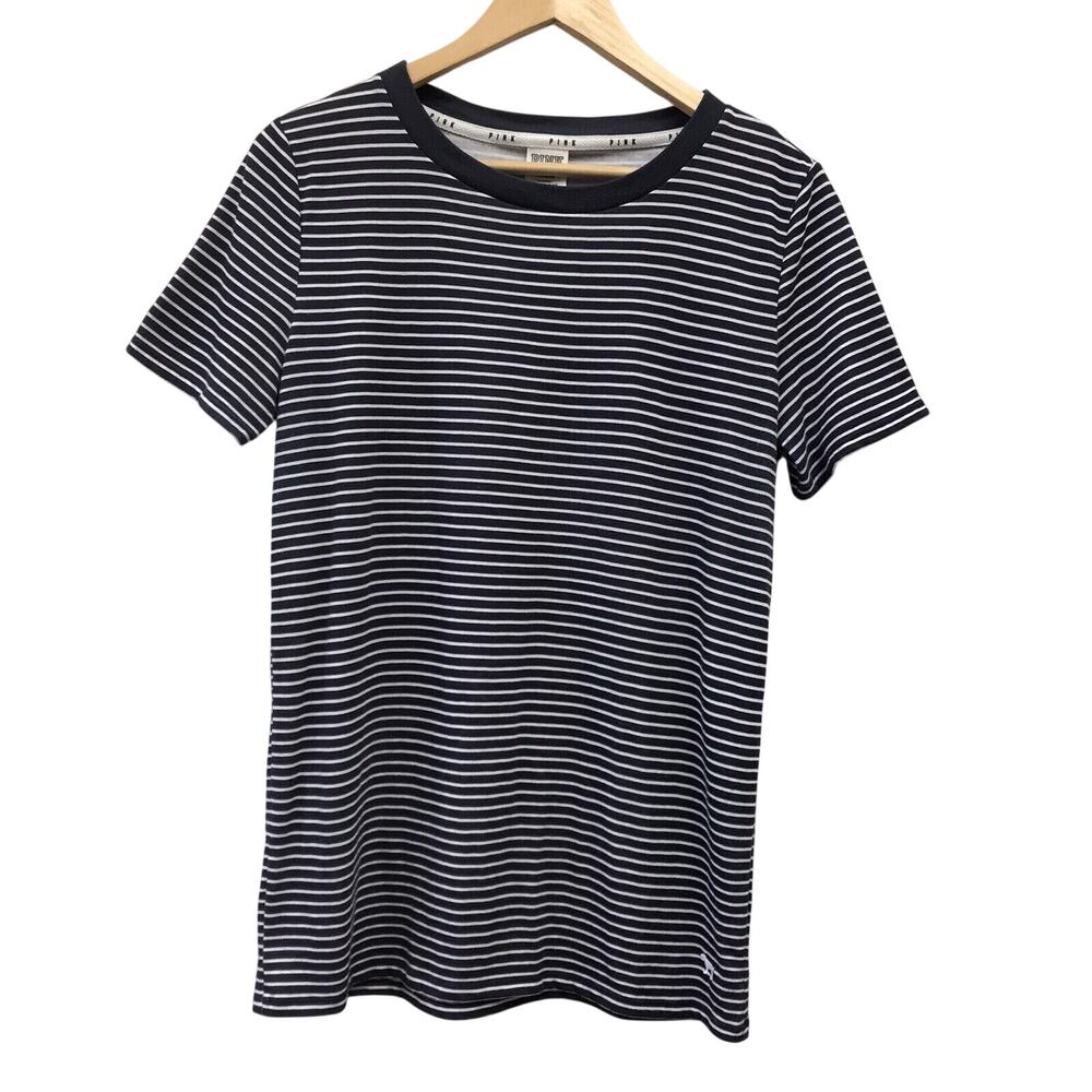 Pink Victorias Secret Top Medium Sleep Striped Blue White